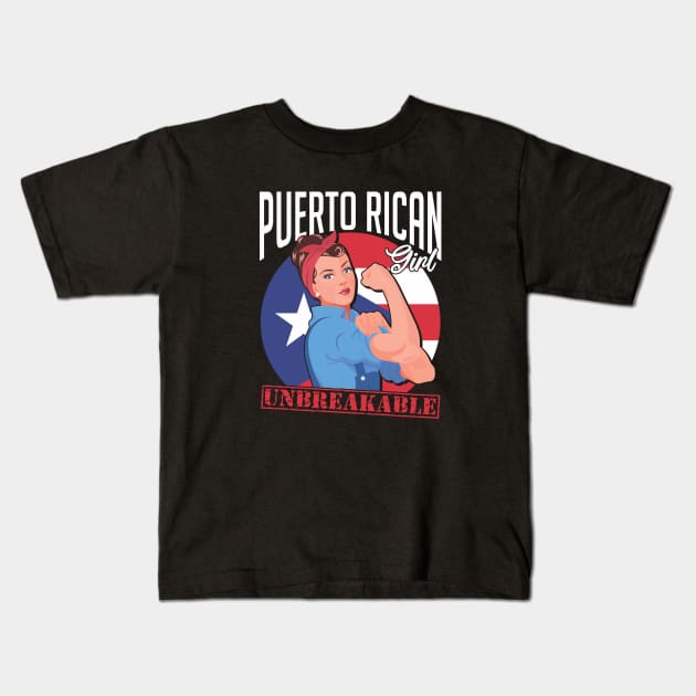 Strong Puerto Rican Girl Unbreakable Kids T-Shirt by PuertoRicoShirts